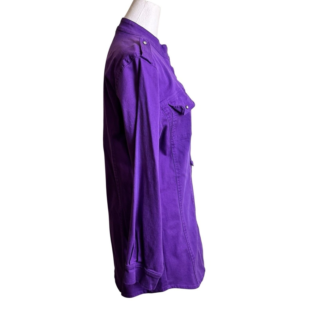Aesthetic Utility Purple Military Tunic Jacket Goth Punk Cotton Canvas Shirt S - Picture 3 of 8